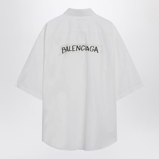 26SS 발렌시아가 마스킹 테이프 라지 핏 롱 슬리브 셔츠 857810TRM28 White - BALENCIAGA