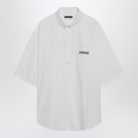26SS 발렌시아가 마스킹 테이프 라지 핏 롱 슬리브 셔츠 857810TRM28 White