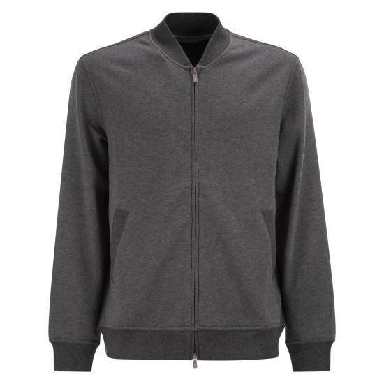 26SS 브루넬로 쿠치넬리 지퍼 디테일 테크노 코튼 플리스 MW8639072G ANTHRACITE