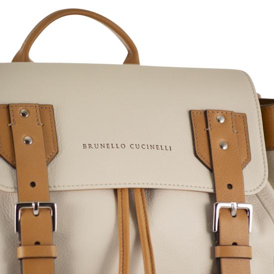 26SS 브루넬로 쿠치넬리 카프스킨 & 카우하이드 백팩 MBATBU356 NATURAL - BRUNELLO CUCINELLI