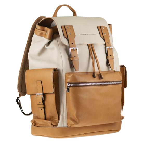 26SS 브루넬로 쿠치넬리 카프스킨 & 카우하이드 백팩 MBATBU356 NATURAL - BRUNELLO CUCINELLI