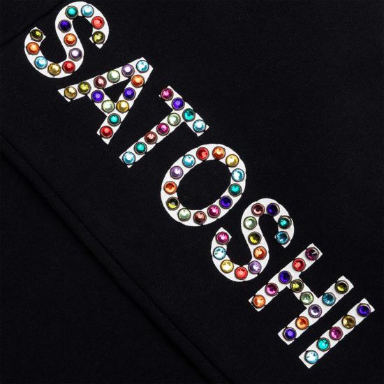  사토시 나카모토 트레이닝/조거 팬츠 더블 레이어 스터드 장식 블랙 스웨트팬츠 - SATOSHI NAKAMOTO