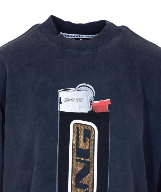  알렉산더 왕 반팔 티셔츠 라이트 그래픽 , 워싱 블랙 - ALEXANDER WANG