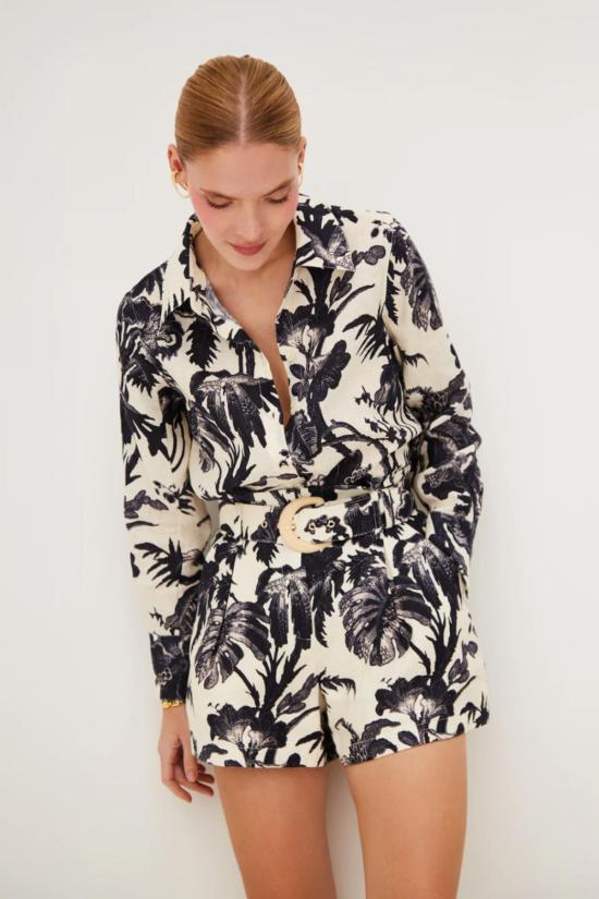  카라 카라 블라우스 카라카라 퍼펙트 셔츠 파우나 플로럴 네이비