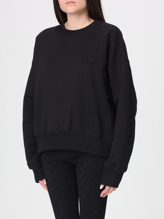 26SS 구찌 자수 코튼 저지 스웨트셔츠 837931XJHMP 1043 Black - GUCCI