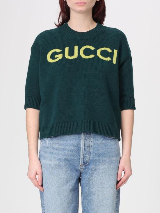 26SS 구찌 인타르시아 소프트 울 탑 851972XKEBC 3027 Green