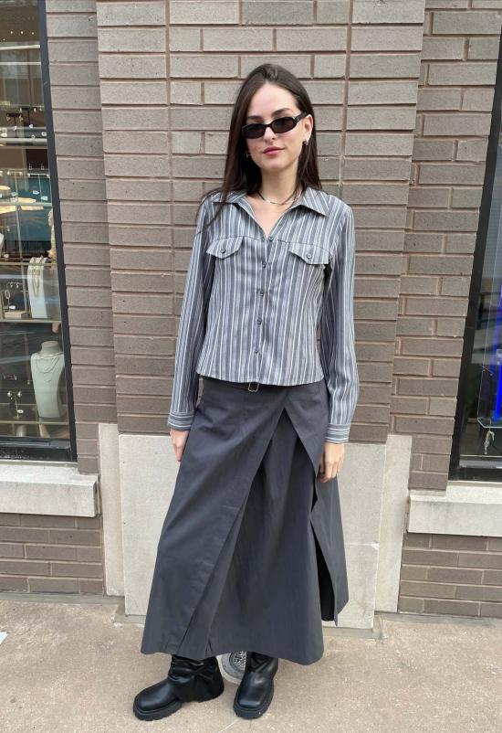  더 엔케이씨 스토어 블라우스 NKC 스토어 그레이슨 버튼업 탑