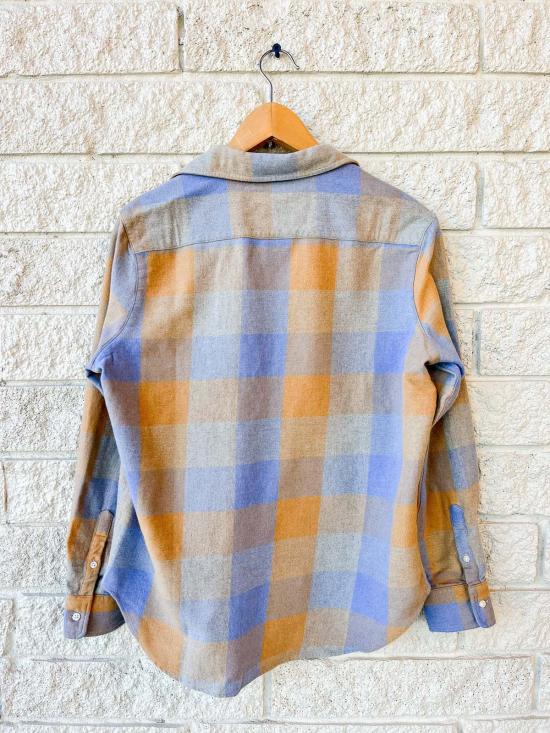  프랭크 앤 에일린 셔츠 프랭크앤일린 릴랙스드 버튼업 셔츠  라지 사이즈, 블루/카멜 체크 - FRANK & EILEEN