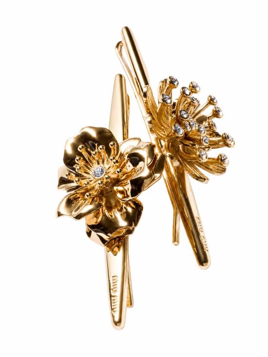 26SS 미우미우 헤어 액세서리 5IF2752IF1 F05F8 ORO VINTAGE CRYSTA - MIU MIU