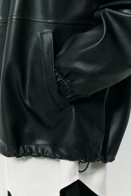  던스트 가죽 자켓 유니섹스 비건 가죽 윈드브레이커 재킷 블랙 - DUNST