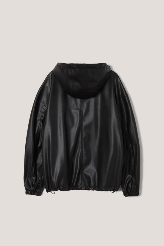  던스트 가죽 자켓 유니섹스 비건 가죽 윈드브레이커 재킷 블랙 - DUNST