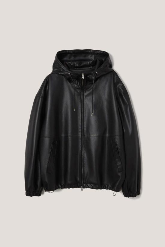  던스트 가죽 자켓 유니섹스 비건 가죽 윈드브레이커 재킷 블랙 - DUNST