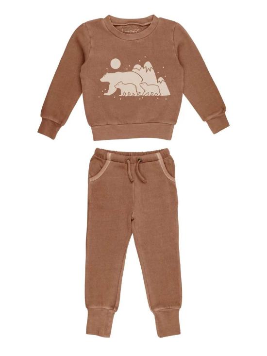  [키즈] l'ovedbaby 트레이닝 웨어 키즈 러브베이비 오가닉 스웨트셔츠 & 조거 세트 라떼 베어