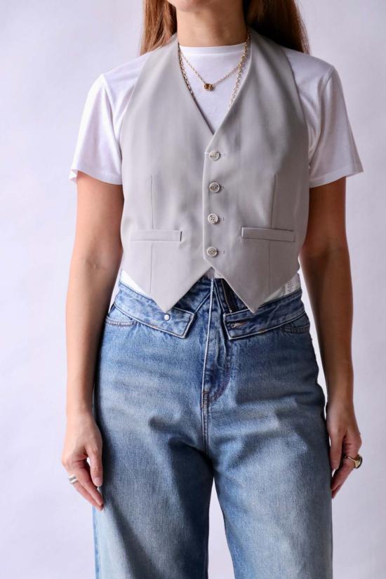  MM6 메종마르지엘라 블라우스 Mm6 Maison Margiela Gilet 탑 페일 그레이 - MM6 MAISON MARGIELA