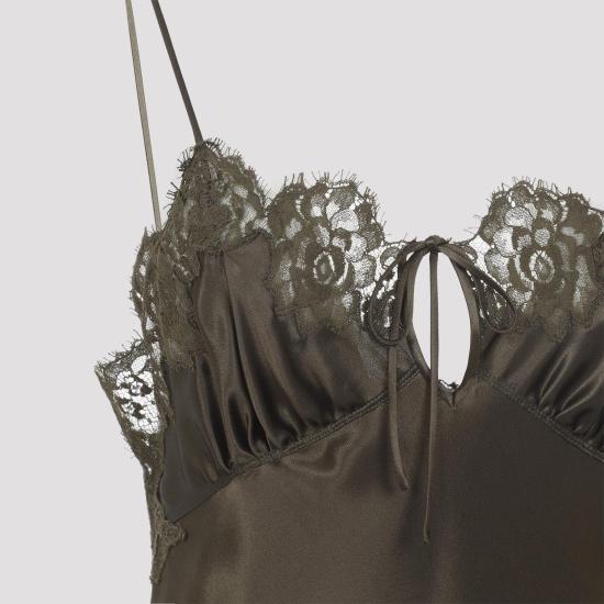 26SS 생로랑 롱 원피스 839551 Y7G27 1302 KAKI GREEN - SAINT LAURENT