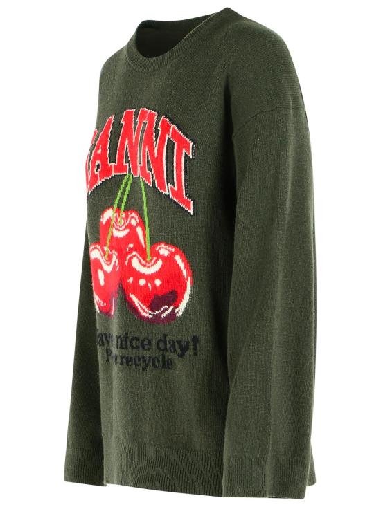 26SS 가니 오버사이즈 그래픽 니트 A1070112861 Green - GANNI