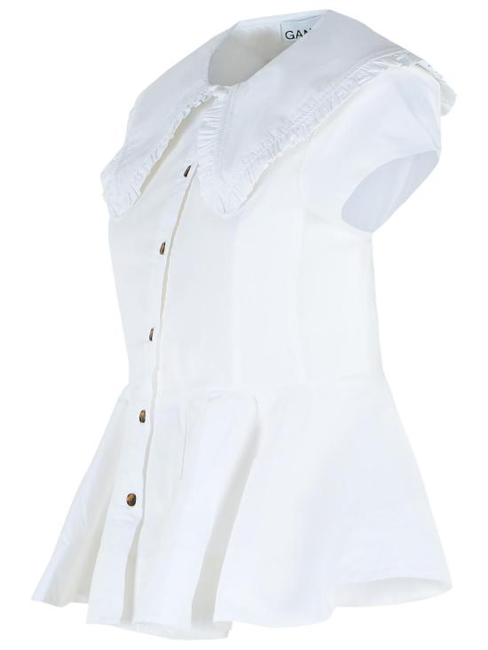 26SS 가니 쇼트 코튼 러플 셔츠 A1040093151 White - GANNI