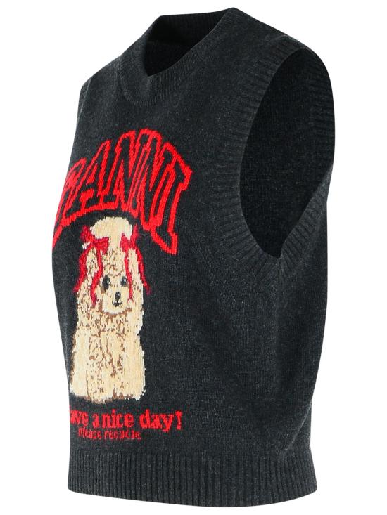 26SS 가니 그래픽 울 베스트 A1070044052 Black - GANNI