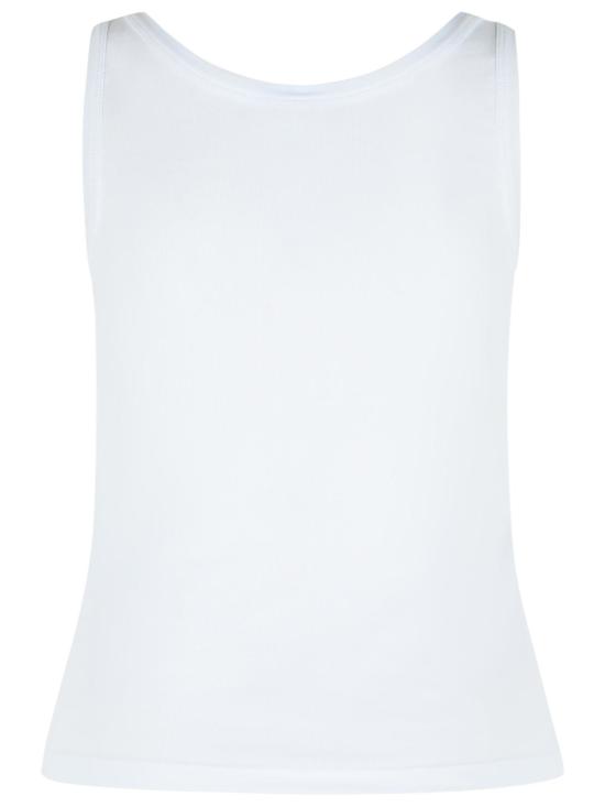 26SS 베르사체 로고 패피 리브드 스트레치 코튼 탱크탑 1023210 1A172221W000 White - VERSACE