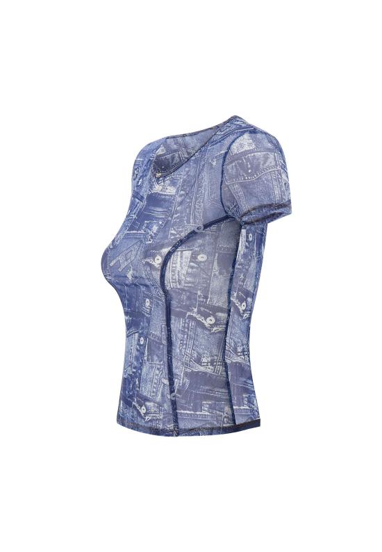 26SS 디젤 반팔 티셔츠 A22061 0CJBM8IX Blue - DIESEL