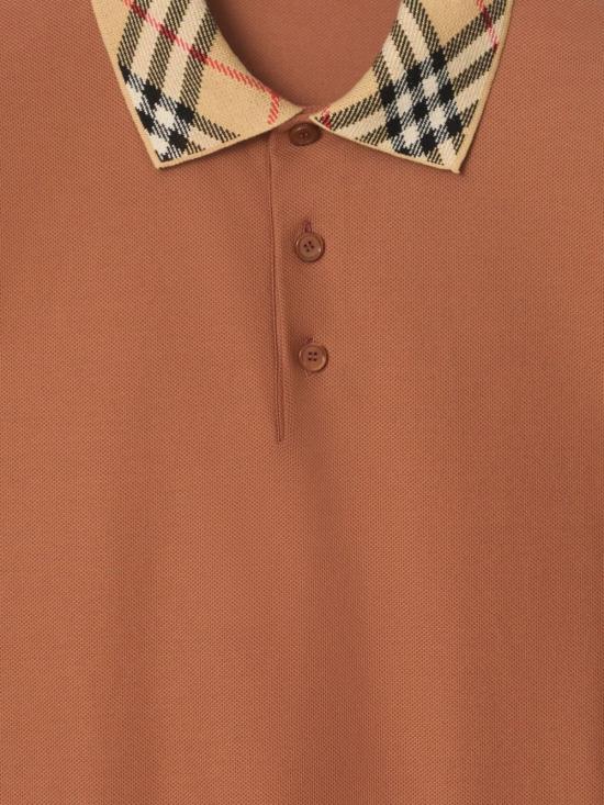 26SS 버버리 체크 칼라 코튼 폴로 셔츠 8118948C4173 BROWN - BURBERRY