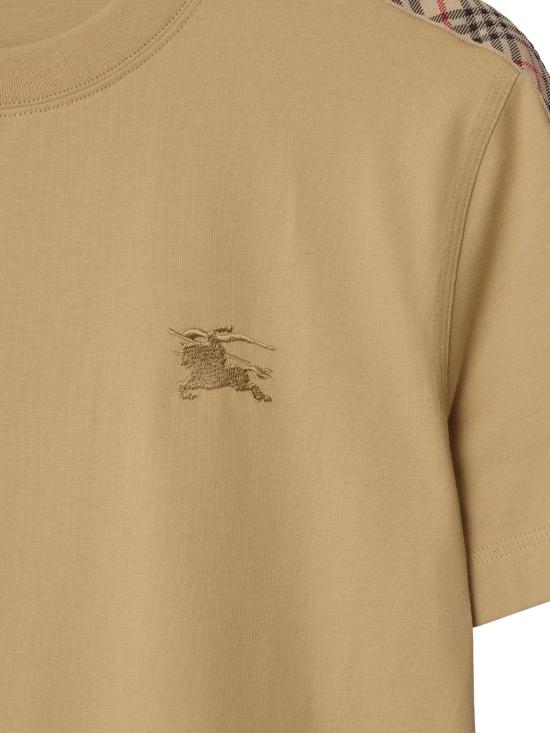 26SS 버버리 체크 트리밍 코튼 티셔츠 8106247B8626 BEIGE - BURBERRY
