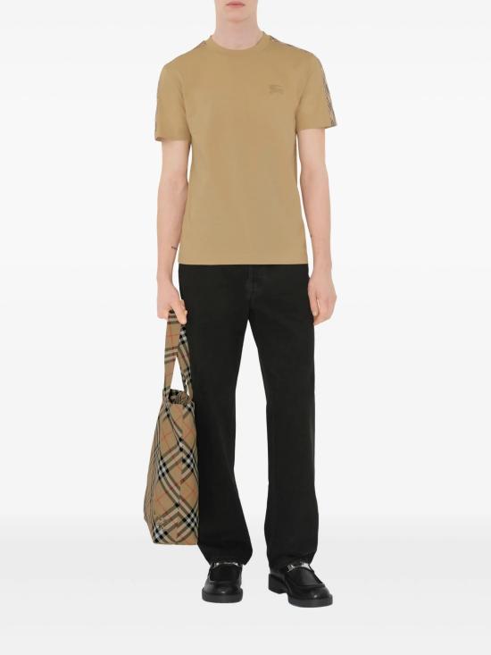 26SS 버버리 체크 트리밍 코튼 티셔츠 8106247B8626 BEIGE - BURBERRY
