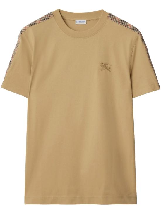 26SS 버버리 체크 트리밍 코튼 티셔츠 8106247B8626 BEIGE