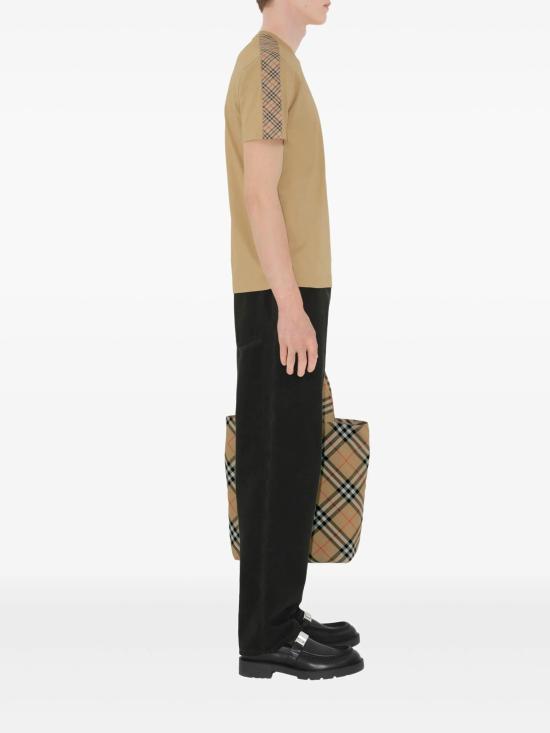 26SS 버버리 체크 트리밍 코튼 티셔츠 8106247B8626 BEIGE - BURBERRY