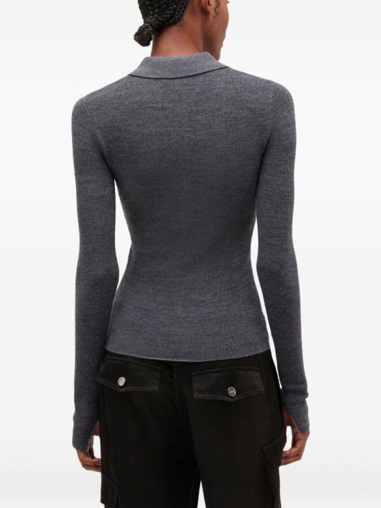 25FW 가니 아가일 니트 폴로 가디건 K2601920 BLACK - GANNI
