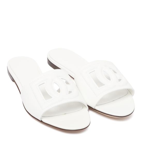 26SS 돌체앤가바나 DG 로고 카프스킨 슬리퍼 CQ0436AY32980001 WHITE - DOLCE & GABBANA