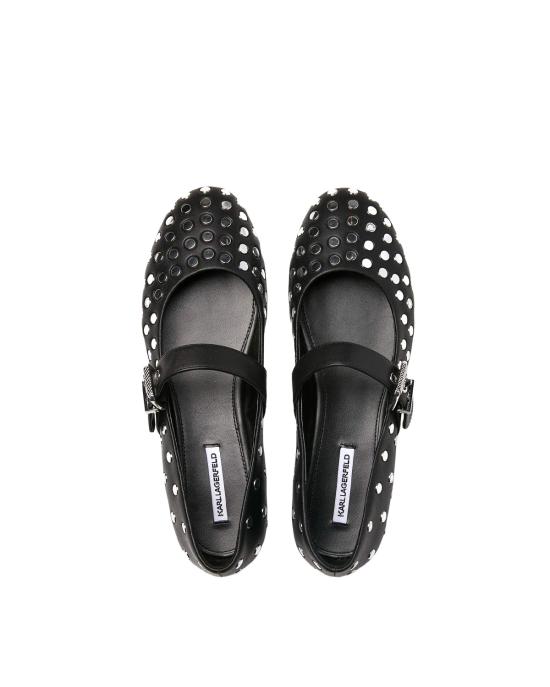 25FW 칼라거펠트 플랫 슈즈 KL40127 00S black leather W silver NERO ARGENTO - KARL LAGERFELD