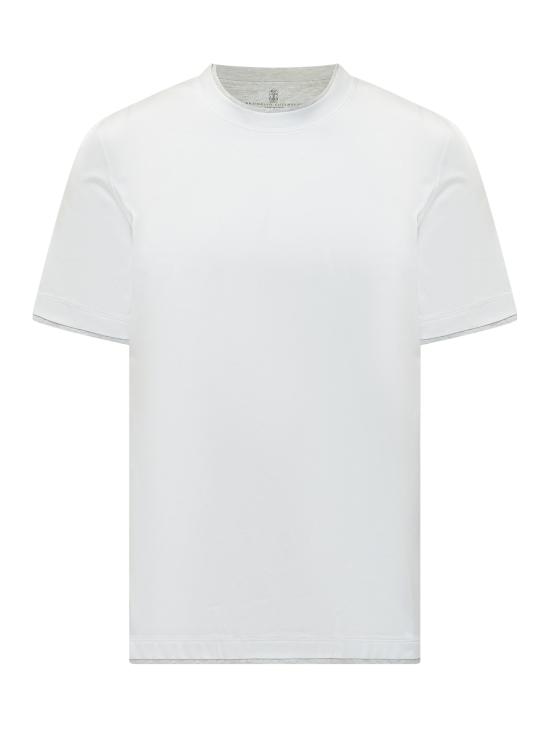 26SS 브루넬로 쿠치넬리 자수 로고 티셔츠 M0B137427 CW787 BIANCO OTTICO TP
