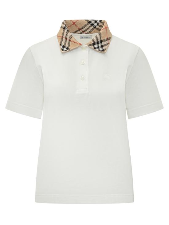 26SS 버버리 체크 칼라 코튼 폴로 셔츠 8118958 B7078 CHALK