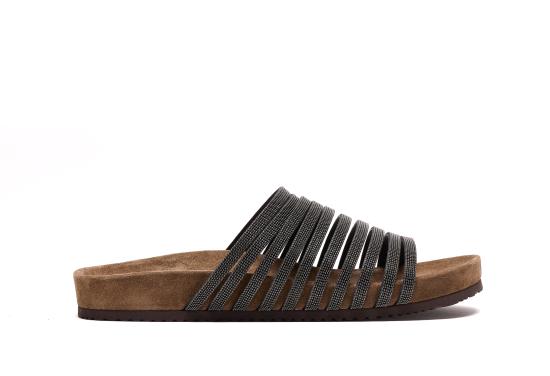 26SS 브루넬로 쿠치넬리 프레셔스 스트랩 스웨이드 슬라이드 MZGAG3157 C101