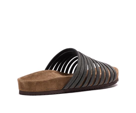 26SS 브루넬로 쿠치넬리 프레셔스 스트랩 스웨이드 슬라이드 MZGAG3157 C101 - BRUNELLO CUCINELLI