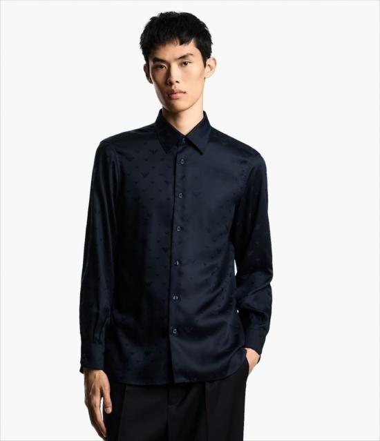 25FW 엠포리오 아르마니 긴팔 셔츠 EM001537 AF15074 FB322 Black - EMPORIO ARMANI