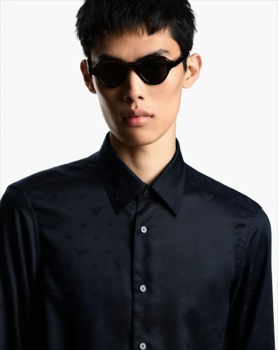 25FW 엠포리오 아르마니 긴팔 셔츠 EM001537 AF15074 FB322 Black - EMPORIO ARMANI