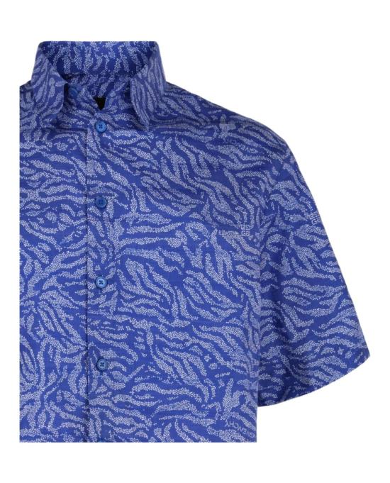  지방시 반팔 셔츠 BM60UB 14EJ 490 40043 38 Blue - GIVENCHY