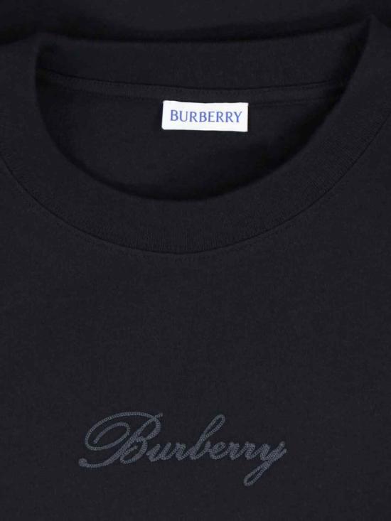 26SS 버버리 체크 커시브 로고 코튼 티셔츠 8119183A1189 Black - BURBERRY