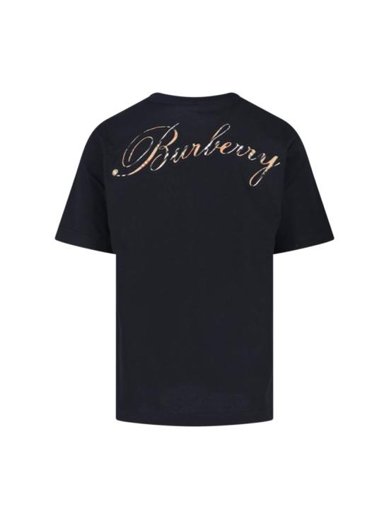 26SS 버버리 체크 커시브 로고 코튼 티셔츠 8119183A1189 Black - BURBERRY