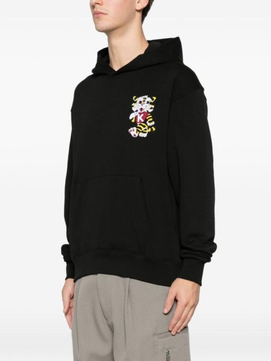 26SS 겐조 와일드 타이거 엠브로이더드 후드 티셔츠 FG55HO2044MJ99J Black - KENZO
