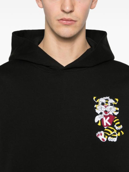 26SS 겐조 와일드 타이거 엠브로이더드 후드 티셔츠 FG55HO2044MJ99J Black - KENZO