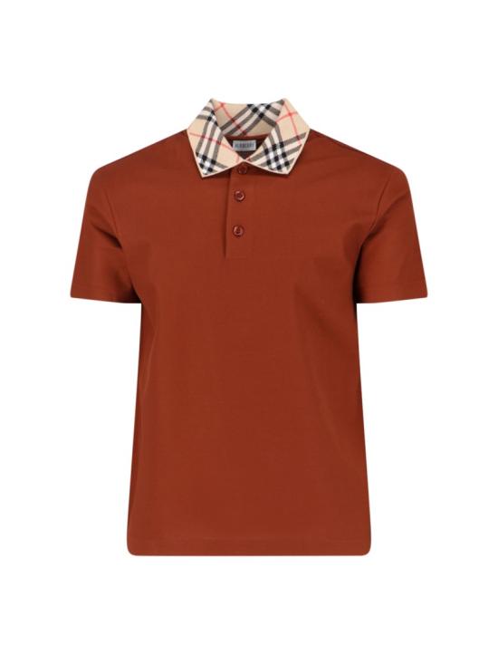 26SS 버버리 체크 칼라 코튼 폴로 셔츠 8118948C4173 Brown