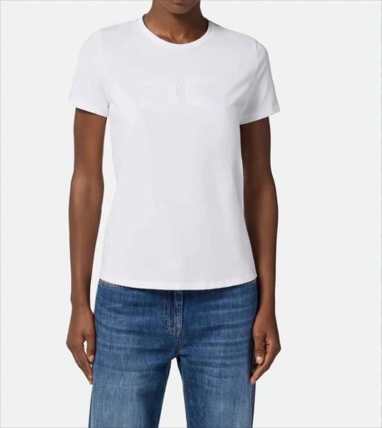 25FW 엘리자베타프랜치 반팔 티셔츠 MA00756E2 270 White - ELISABETTA FRANCHI