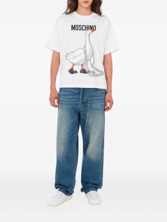 26SS 모스키노 반팔 티셔츠 V0703 0541 1001 White - MOSCHINO