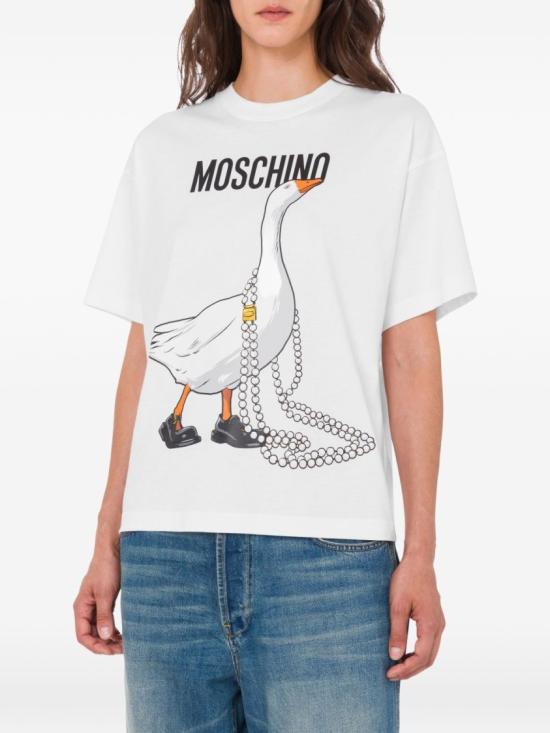 26SS 모스키노 반팔 티셔츠 V0703 0541 1001 White - MOSCHINO