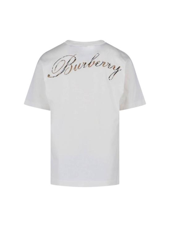 26SS 버버리 체크 커시브 로고 코튼 티셔츠 8119080B7078 White - BURBERRY