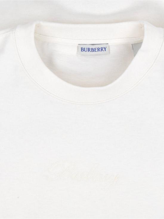 26SS 버버리 체크 커시브 로고 코튼 티셔츠 8119080B7078 White - BURBERRY