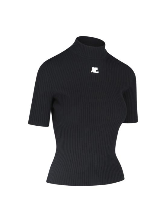 26SS 쿠레쥬 리에디션 니트 탑 숏슬리브 PERMPU026FI00019999 Black - COURREGES